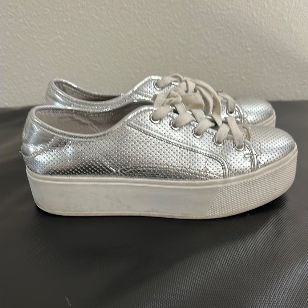 Betsey Johnson Silver Platform Sneakers